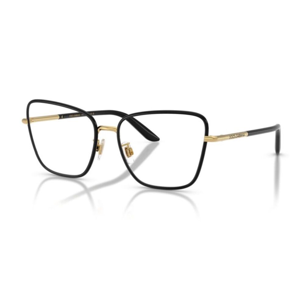 Dolce & Gabbana Eyeglasses Square Full Rim, Black/Gold Frame and Clear Demo
